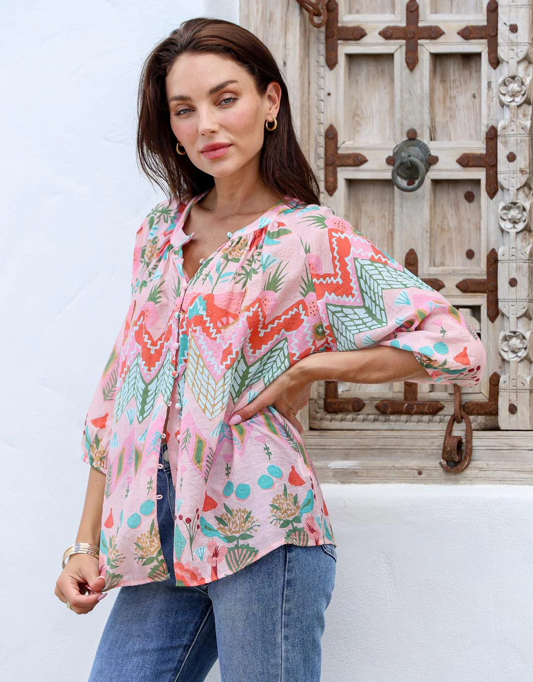 Malta Blouse - Pink Garden - Image 4