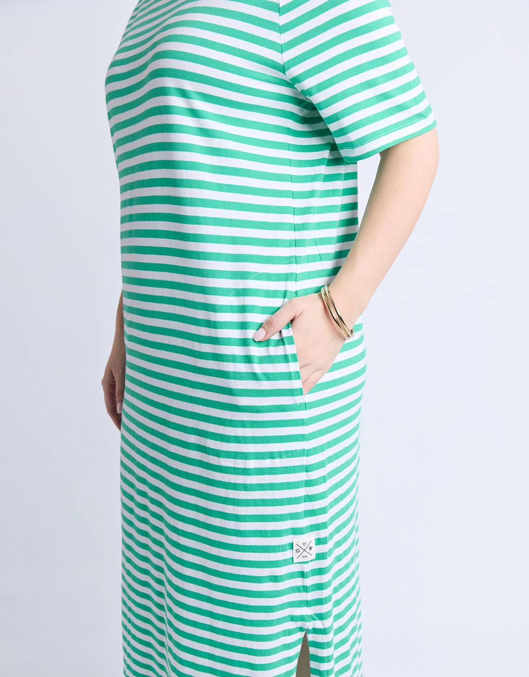 Merry Tee Dress - Gumdrop Green & White Stripe / Vintage Blue - Image 10