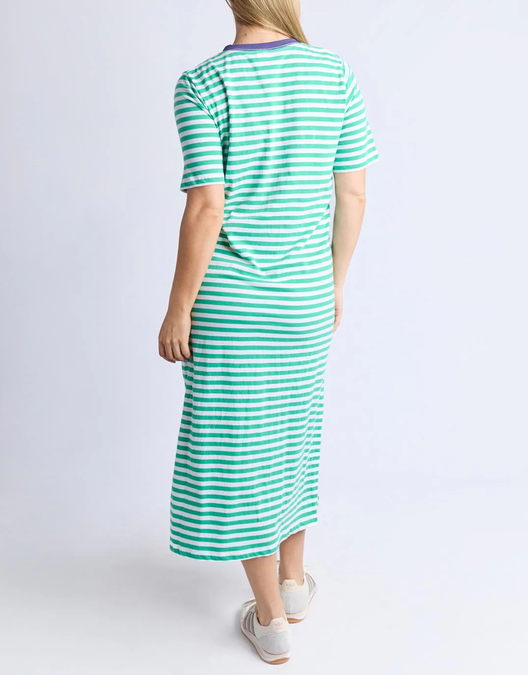 Merry Tee Dress - Gumdrop Green & White Stripe / Vintage Blue - Image 11