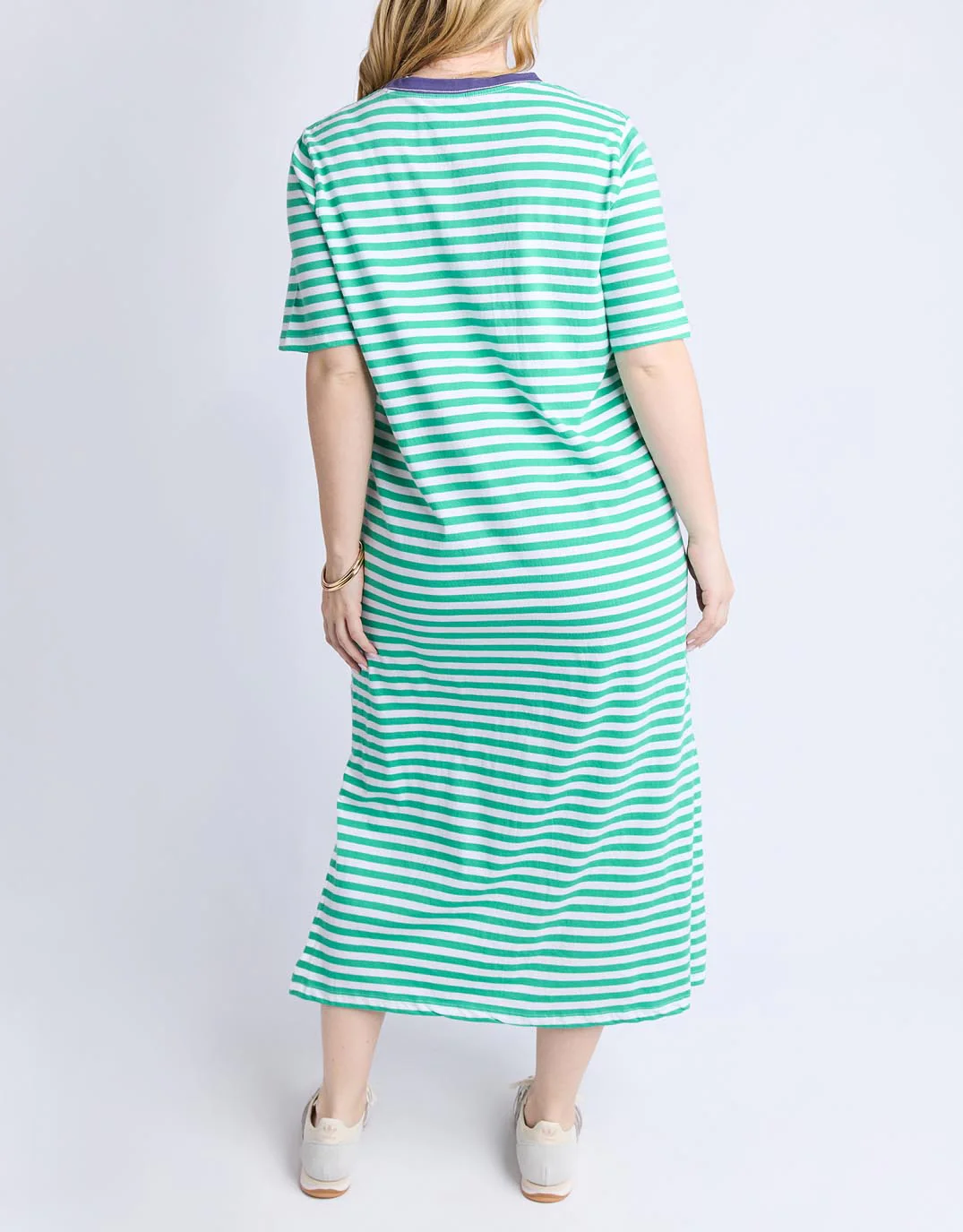 Merry Tee Dress - Gumdrop Green & White Stripe / Vintage Blue - Image 12