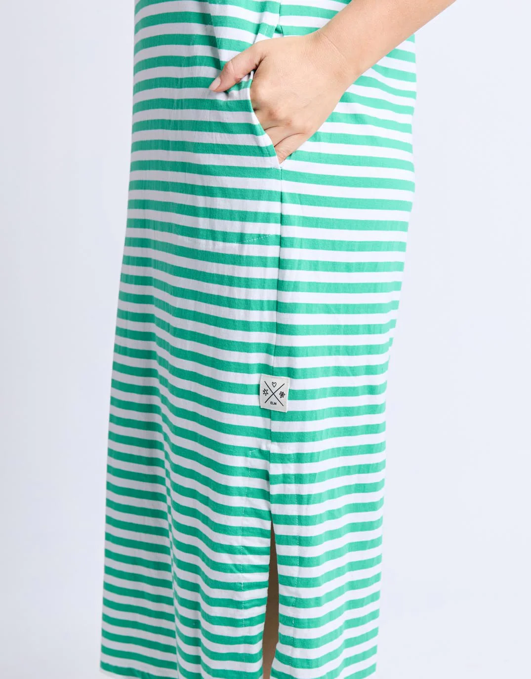 Merry Tee Dress - Gumdrop Green & White Stripe / Vintage Blue - Image 9