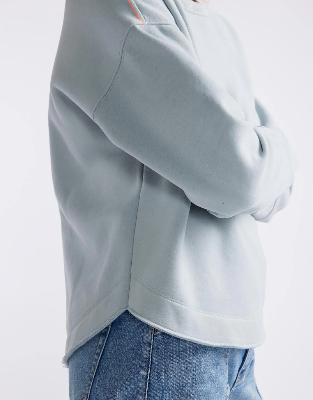 Monogram Fleece Scoop Hem Sweat - Light Blue - Image 3
