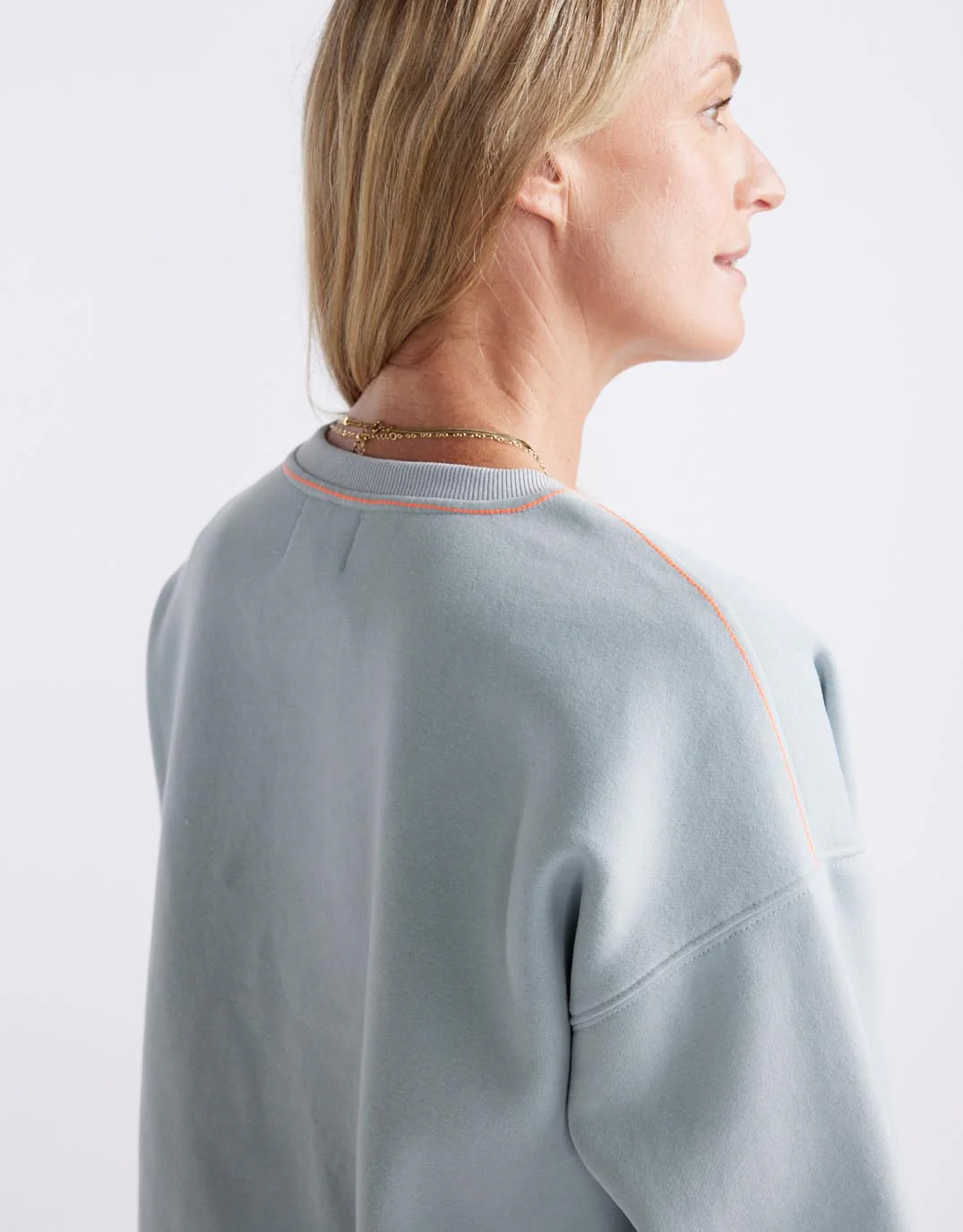 Monogram Fleece Scoop Hem Sweat - Light Blue - Image 4