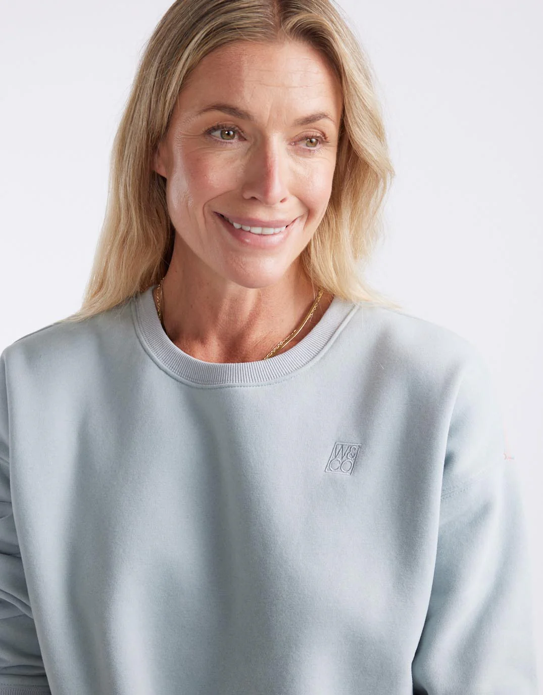 Monogram Fleece Scoop Hem Sweat - Light Blue - Image 6