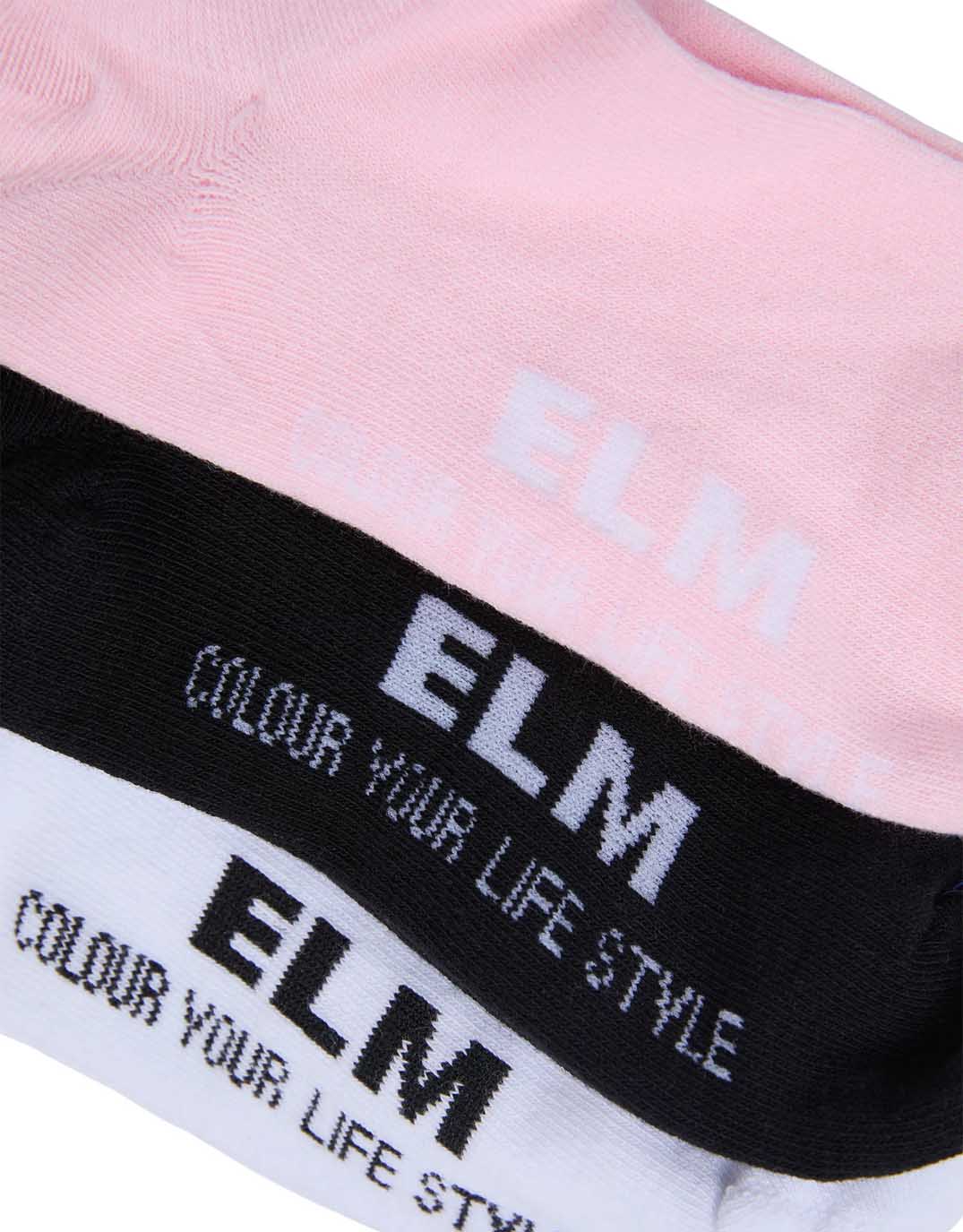 No Show Socks 3pk - Pink / White / Black - Image 2