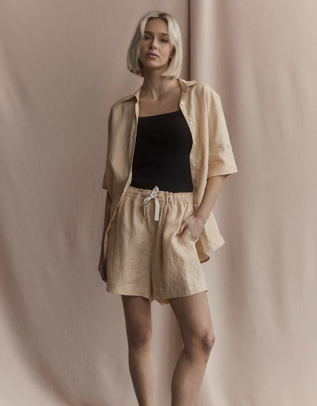 Nora Linen Shirt - Sand - Image 2