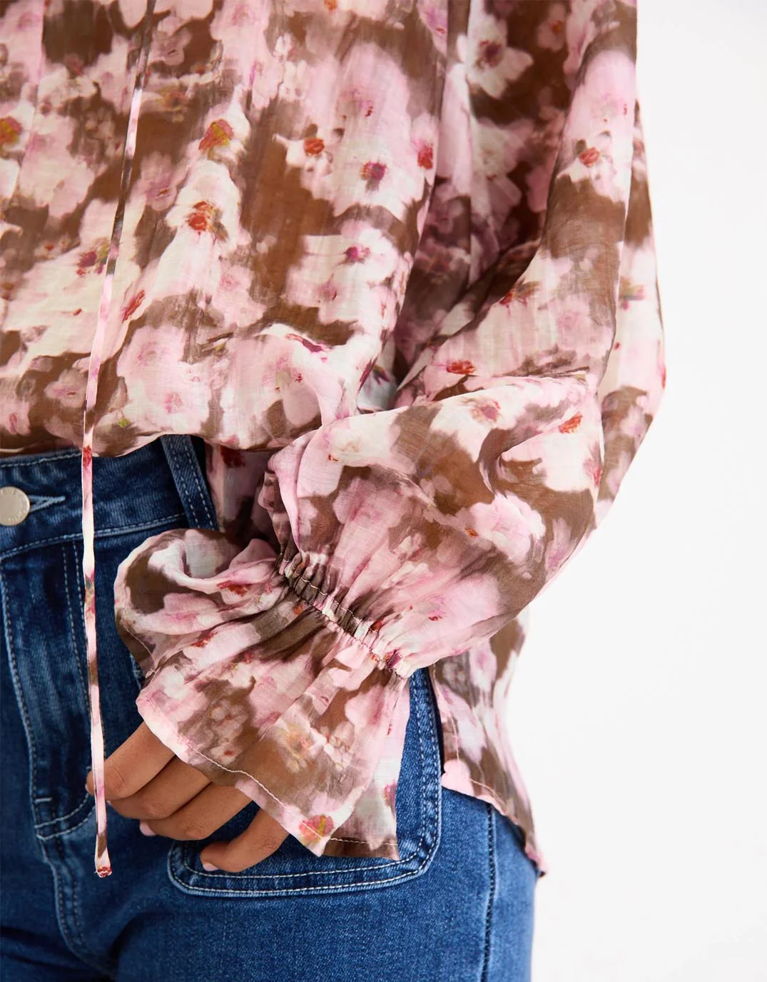 Odyssey Shirred Neck Top - Blush Chocolate - Image 3