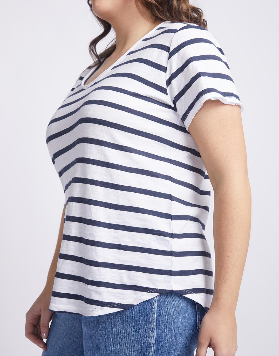 Original V Neck T-Shirt - Navy/White Stripe - Image 10