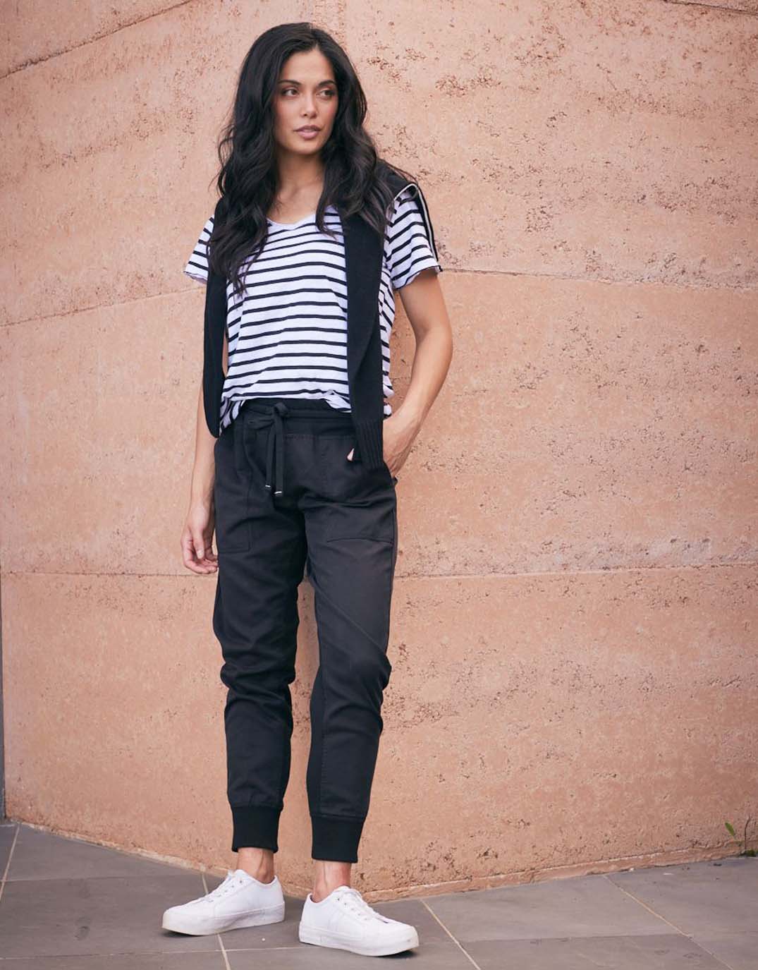 Original V Neck T-Shirt - Black/White Stripe - Image 10