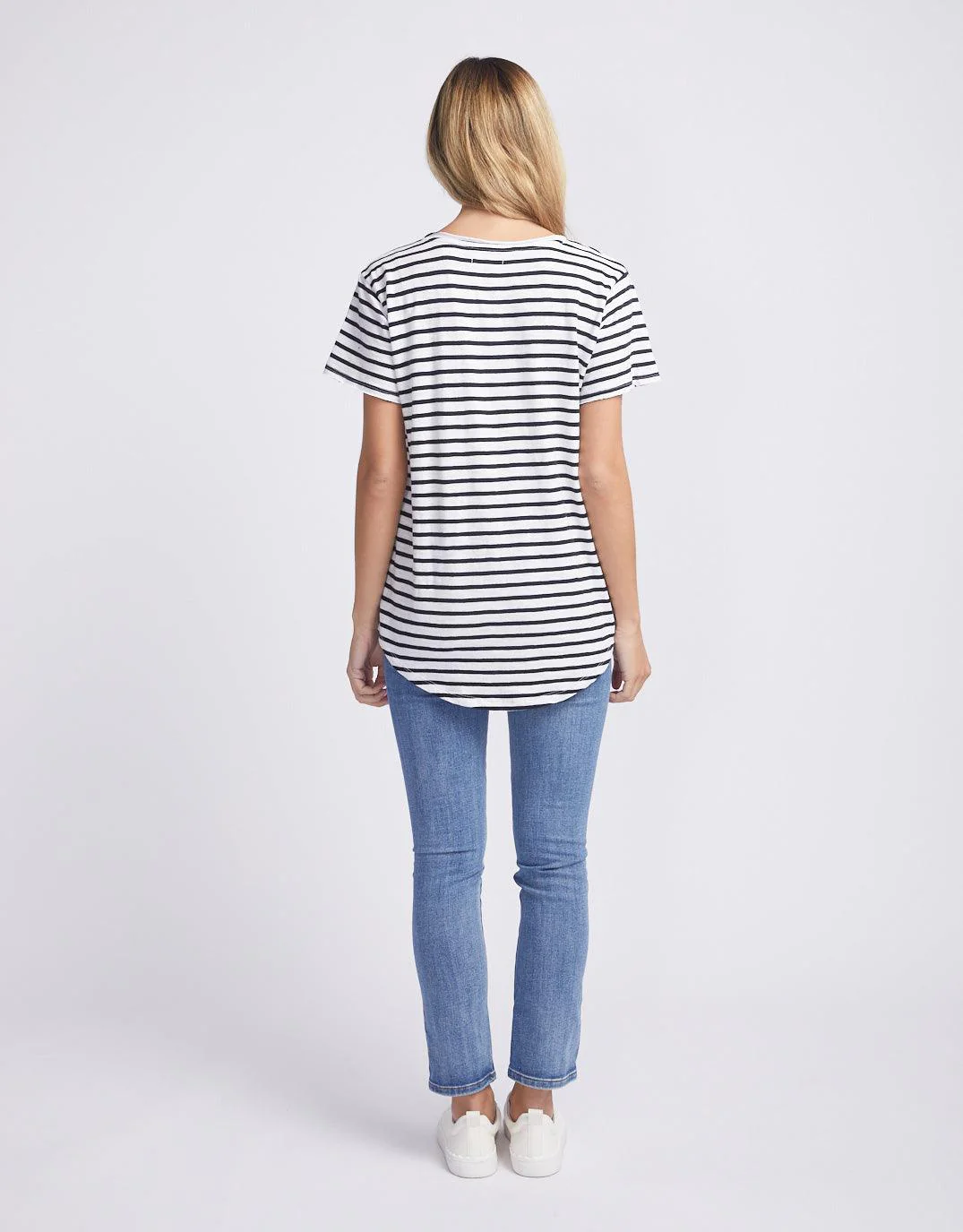 Original V Neck T-Shirt - Black/White Stripe - Image 8