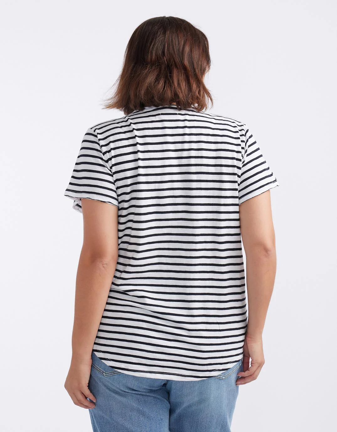 Original V Neck T-Shirt - Black/White Stripe - Image 9