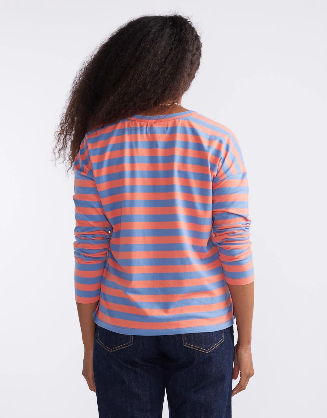 Relaxed Long Sleeve T-Shirt - Melon/Denim Stripe - Image 6