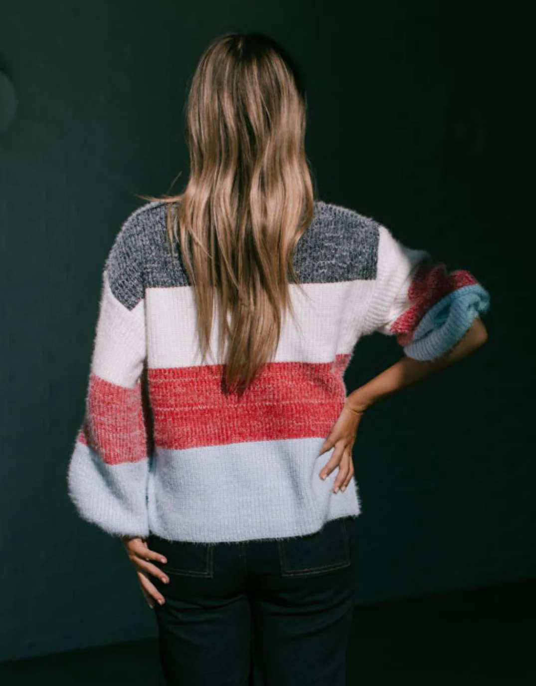 Rowan Balloon Sleeve Knit - Blue/Berry - Image 8