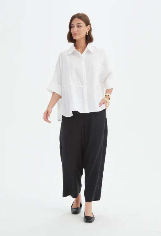 Seam Detail Boxy Shirt - White - Image 2