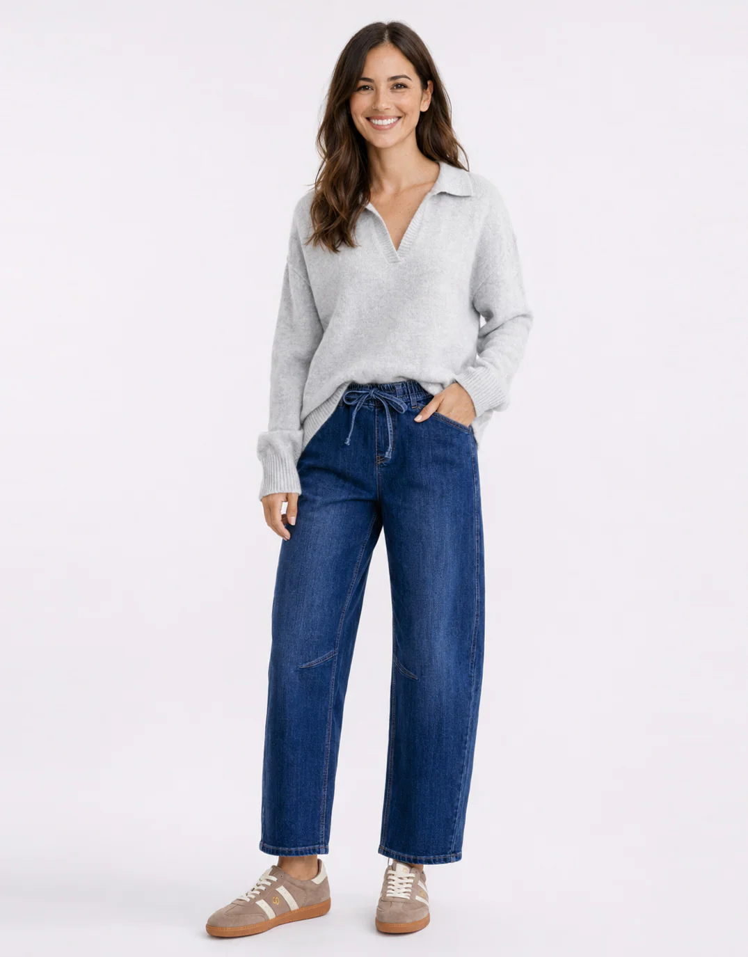 Sienna Barrel Jeans - Dark Blue - Image 2