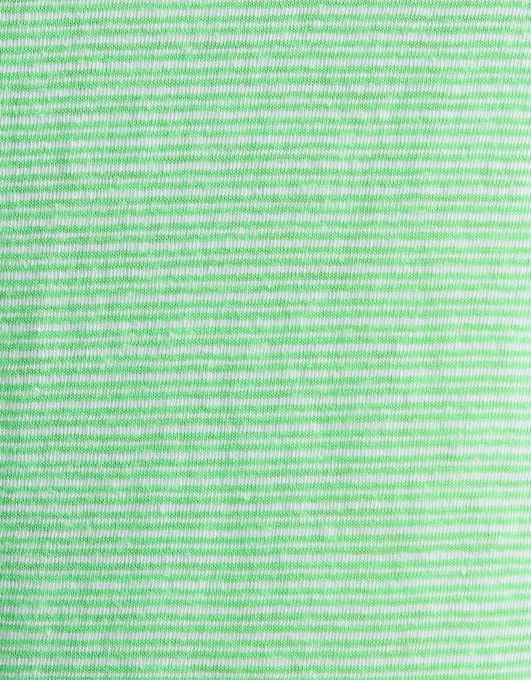 Sorbet Stripe Vee Neck Tee - Neon Green - Image 6