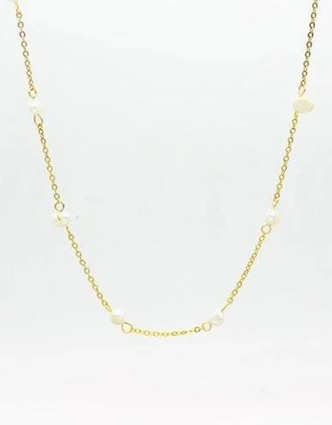 Stainless Steel Freshwater Pearl Necklace - Gold