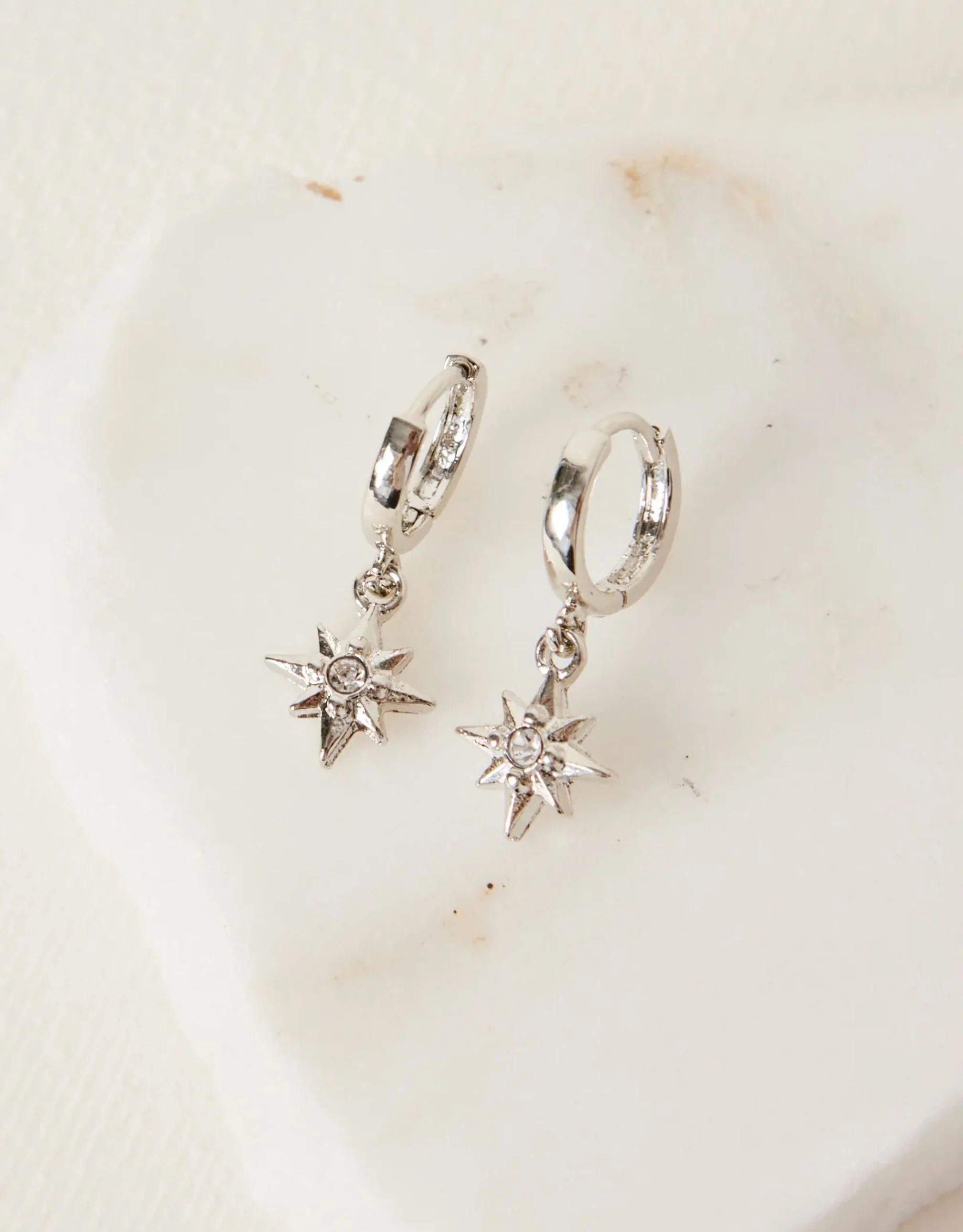 Stardust Pendant Huggie Earrings - Silver