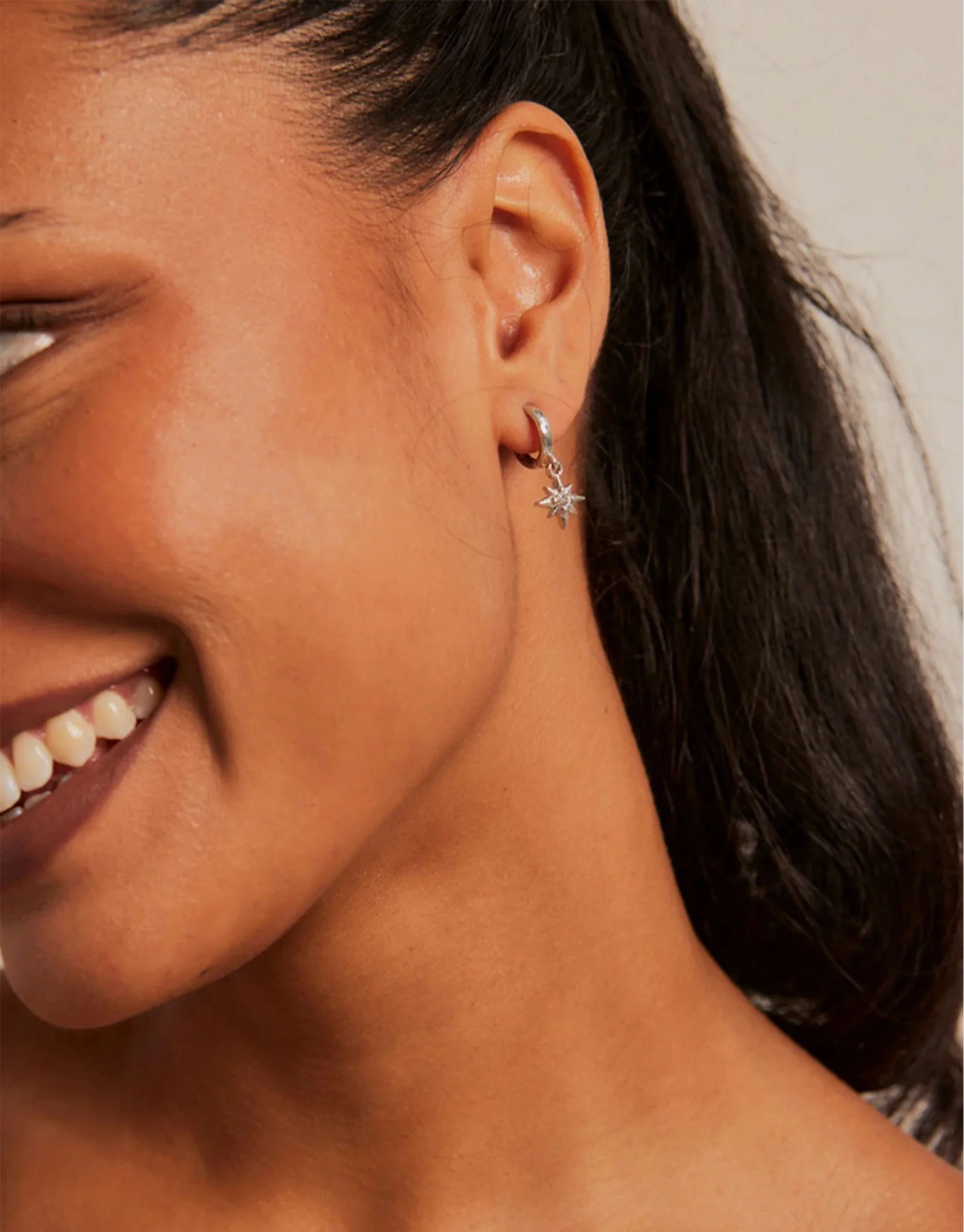 Stardust Pendant Huggie Earrings - Silver - Image 2