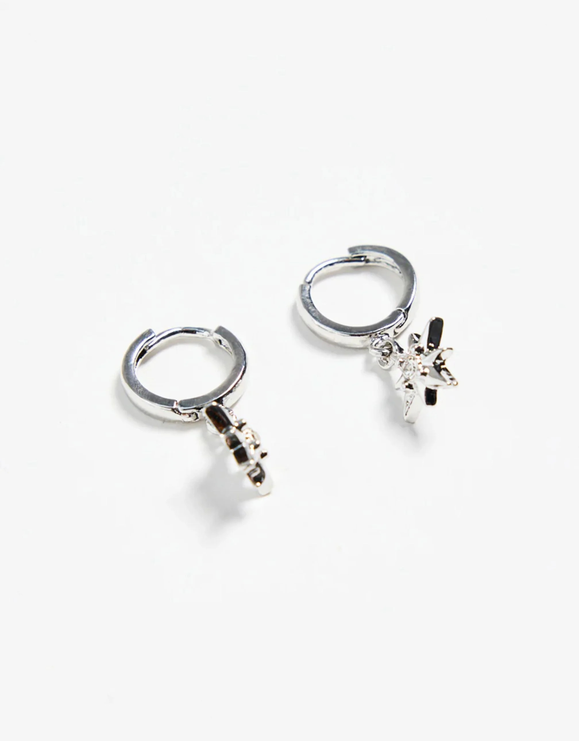 Stardust Pendant Huggie Earrings - Silver - Image 3