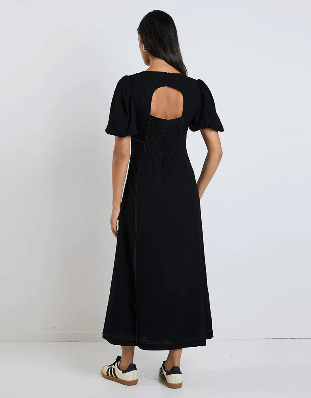 State Linen Blend Midi Dress - Black - Image 5