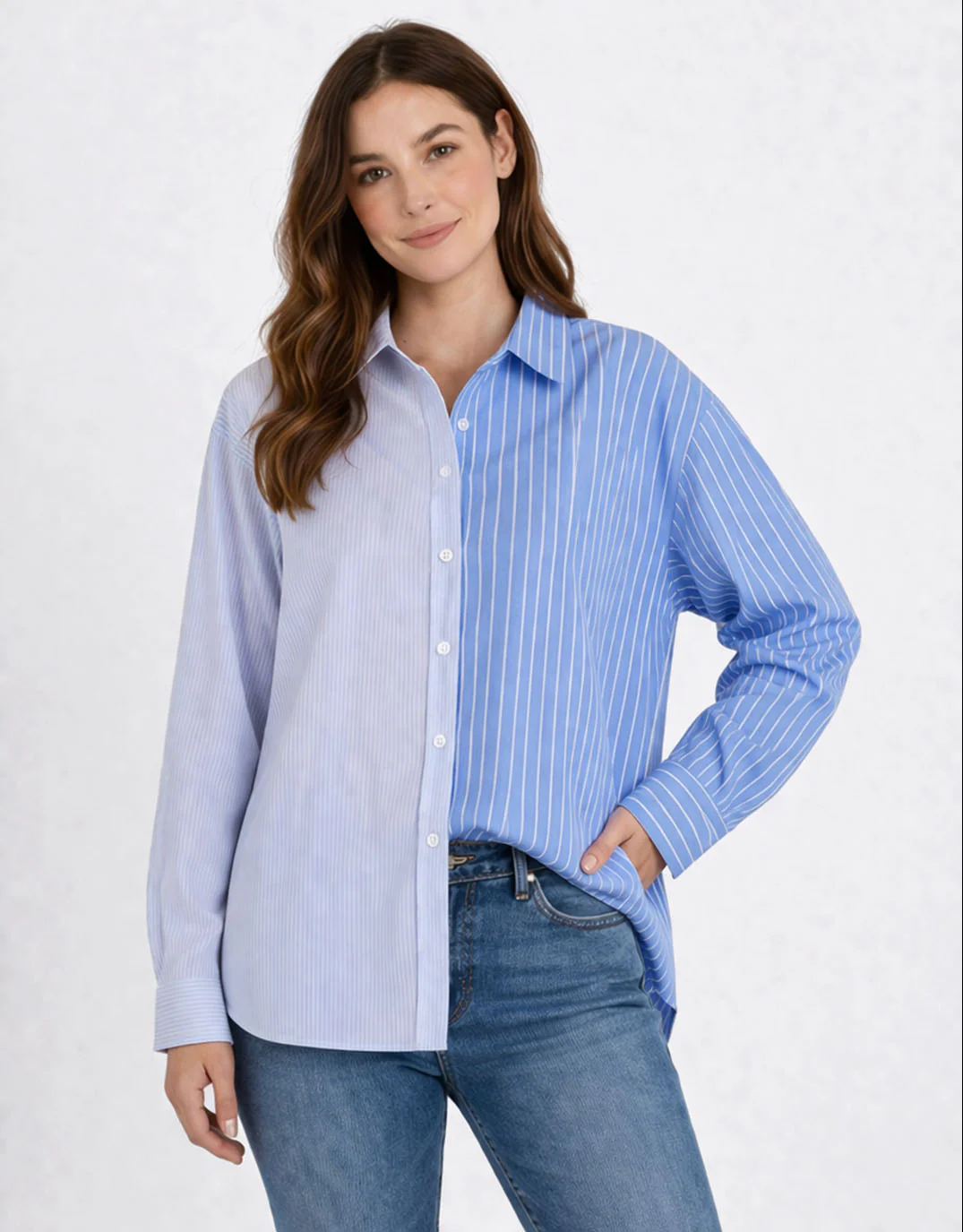 Stevie Shirt - Blue Stripe Contrast - Image 2