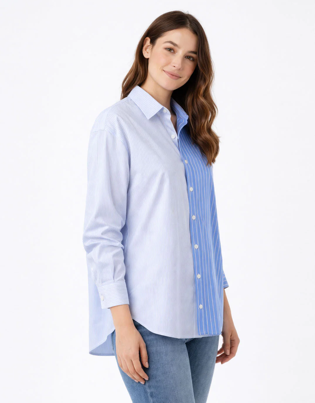 Stevie Shirt - Blue Stripe Contrast - Image 3