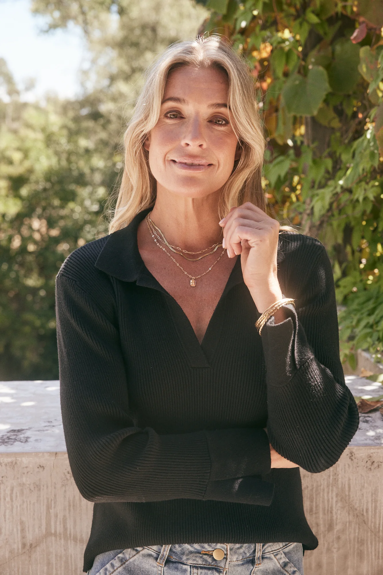The Refined Rib Long Sleeve Top - Black - Image 2