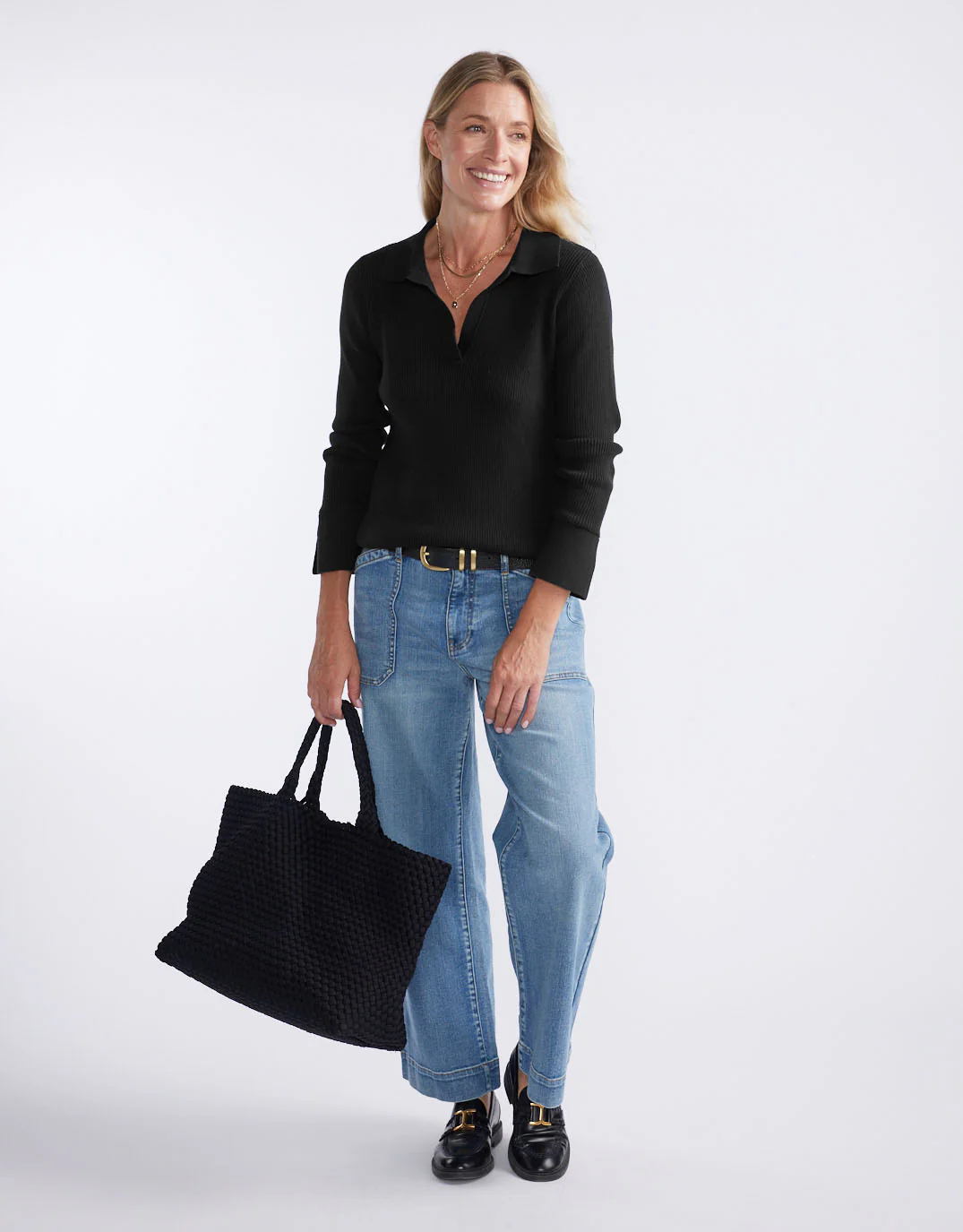 The Refined Rib Long Sleeve Top - Black - Image 3