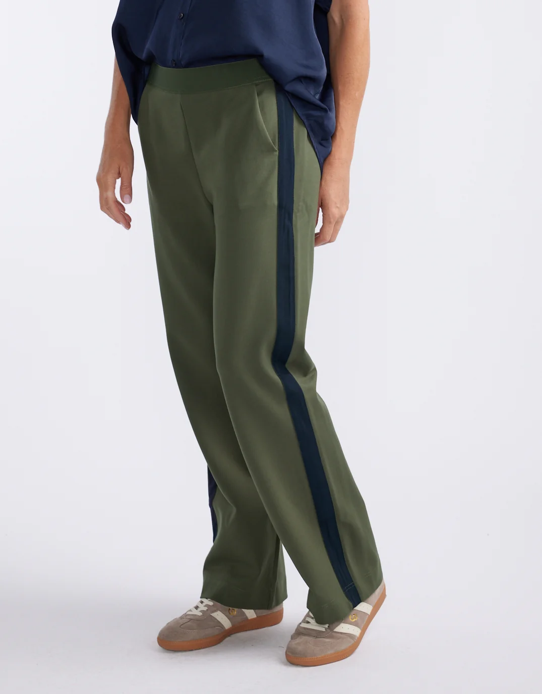 Timeless Straight Leg Ponte Pant - Khaki / Navy - Image 3
