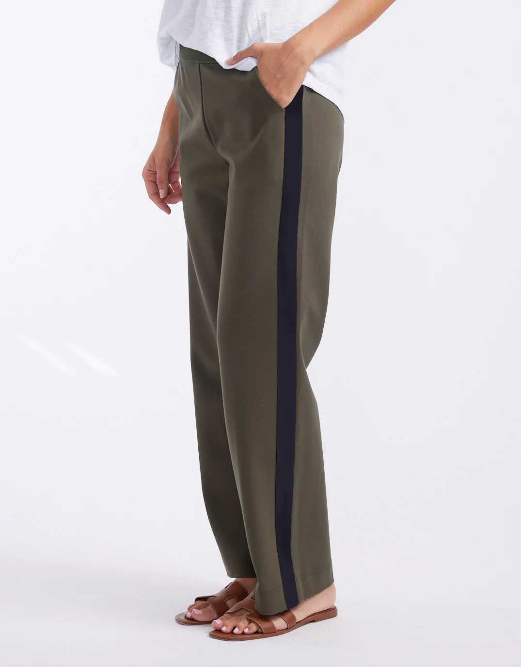 Timeless Straight Leg Ponte Pant - Khaki / Navy - Image 6