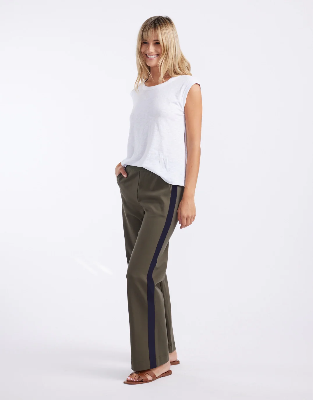 Timeless Straight Leg Ponte Pant - Khaki / Navy - Image 8