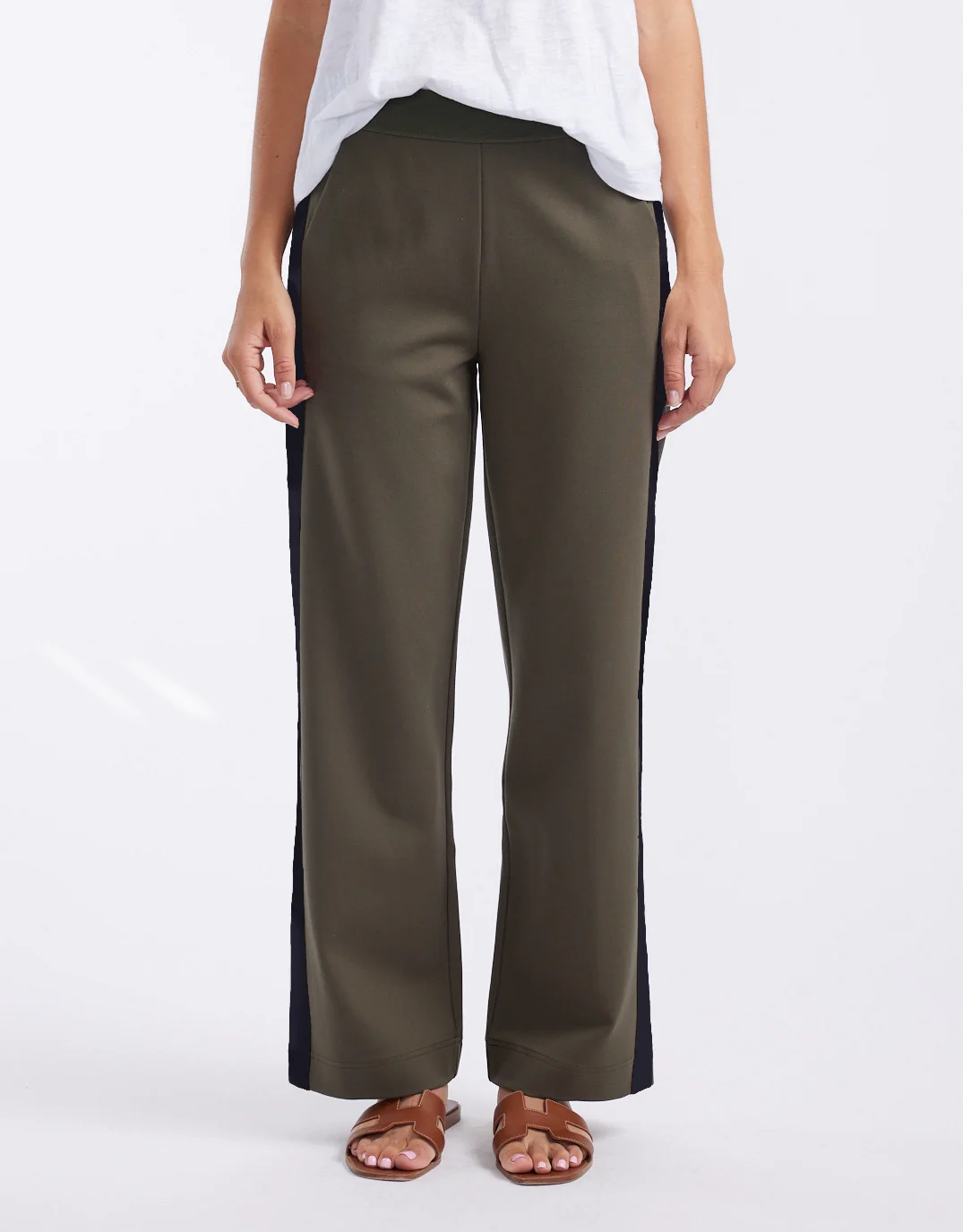 Timeless Straight Leg Ponte Pant - Khaki / Navy - Image 9