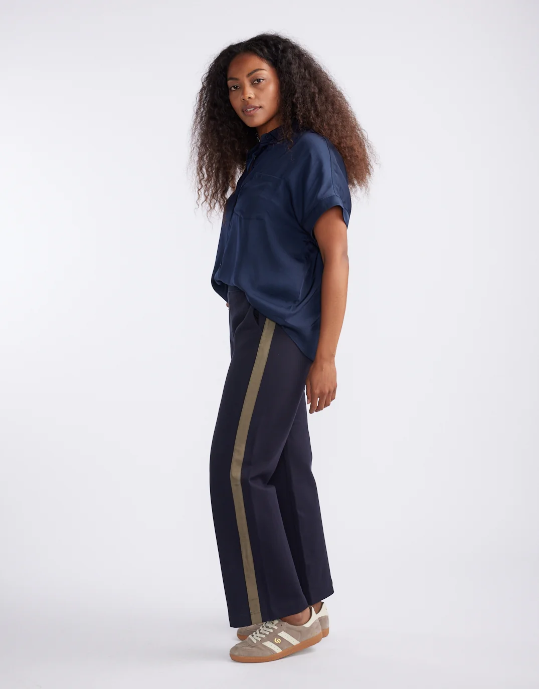 Timeless Straight Leg Ponte Pant - Navy/Khaki - Image 3