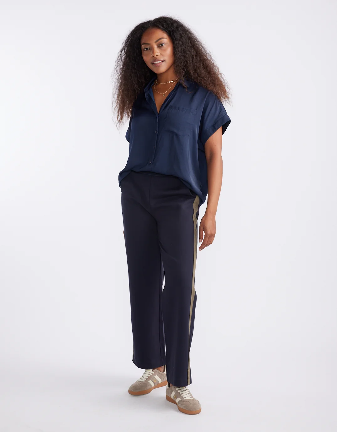 Timeless Straight Leg Ponte Pant - Navy/Khaki - Image 4