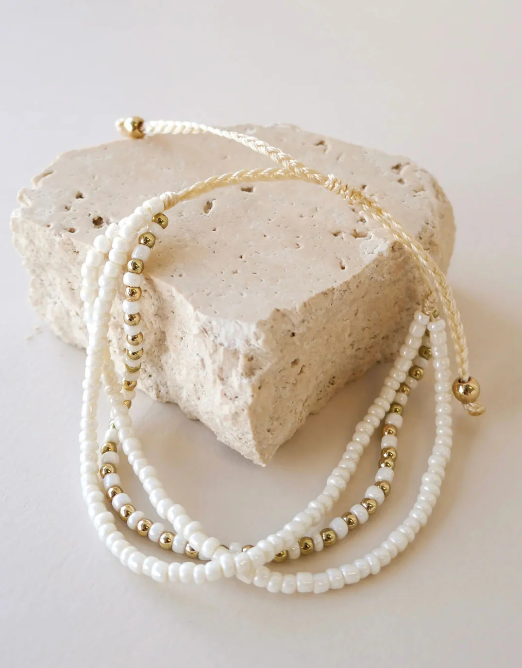 Triple Bead Gold White Gold Bracelet