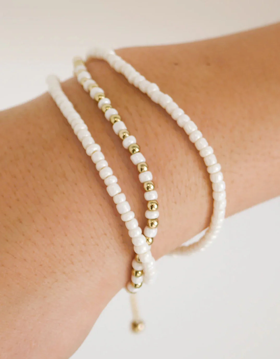 Triple Bead Gold White Gold Bracelet - Image 2