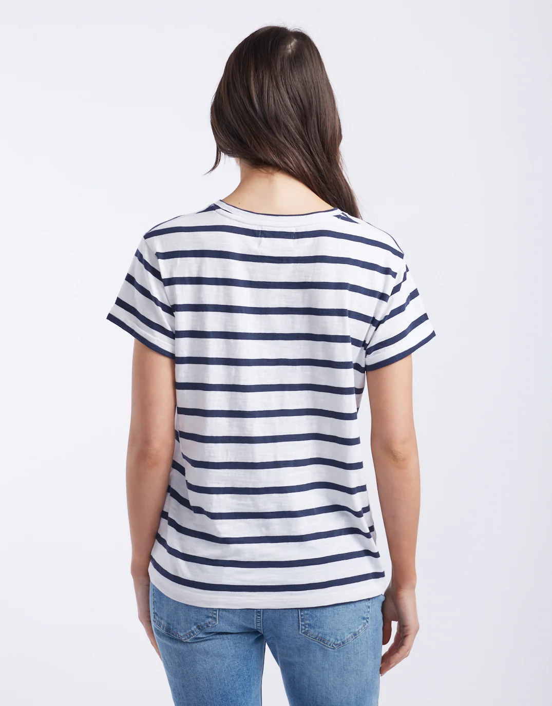 Turn Back T-Shirt - White/Navy Stripe - Image 11