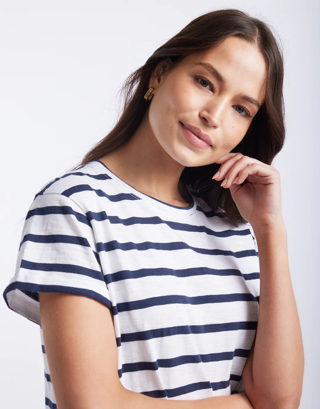Turn Back T-Shirt - White/Navy Stripe - Image 6