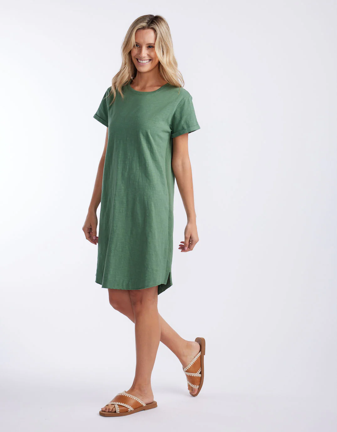 Turn Back Tee Short Dress - Khaki