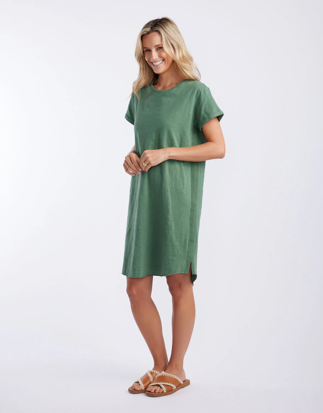 Turn Back Tee Short Dress - Khaki - Image 3