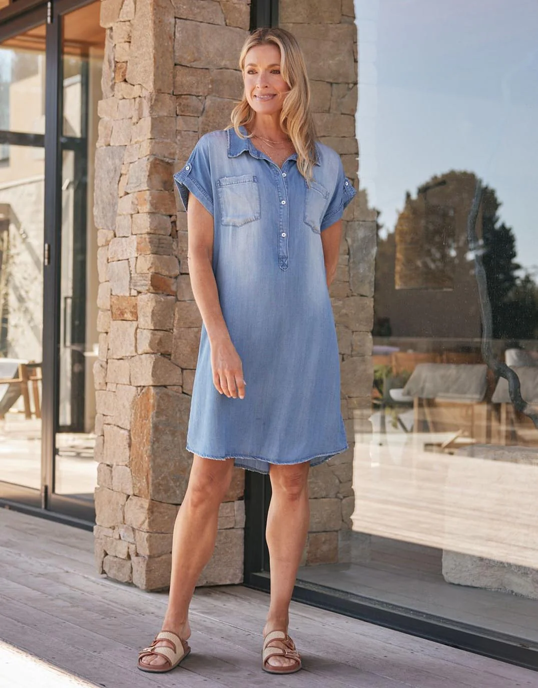 Amber Vintage Denim Dress - Chambray - Image 5
