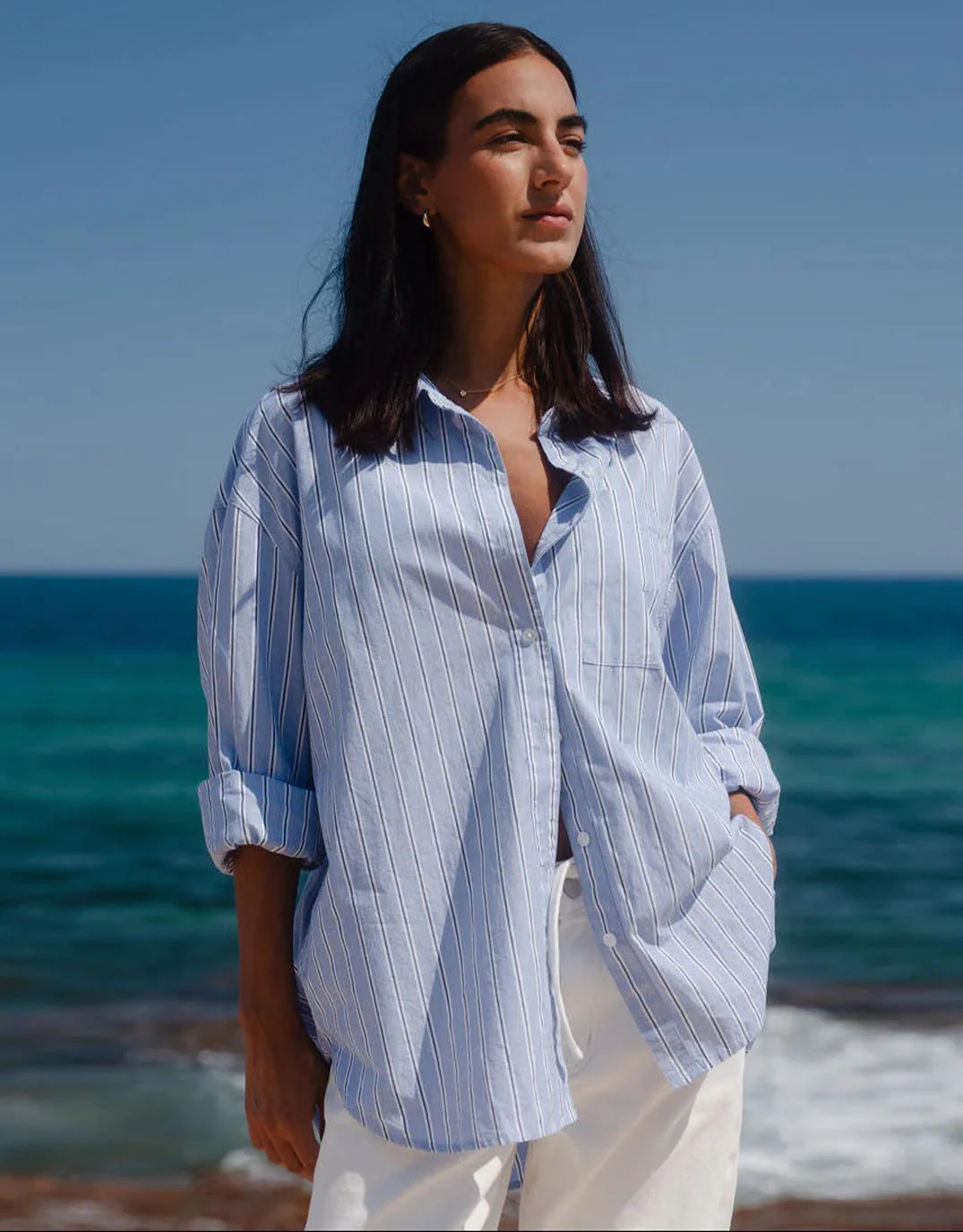 You Got This Oversized Shirt - Blue Navy Stripe
