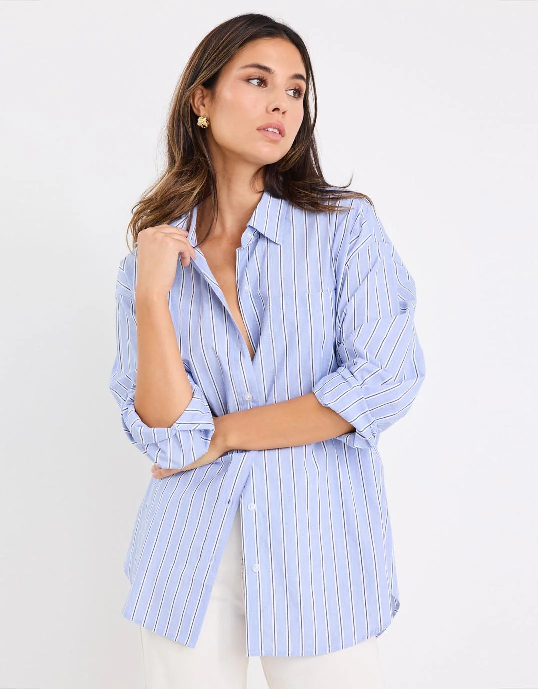You Got This Oversized Shirt - Blue Navy Stripe - Image 2