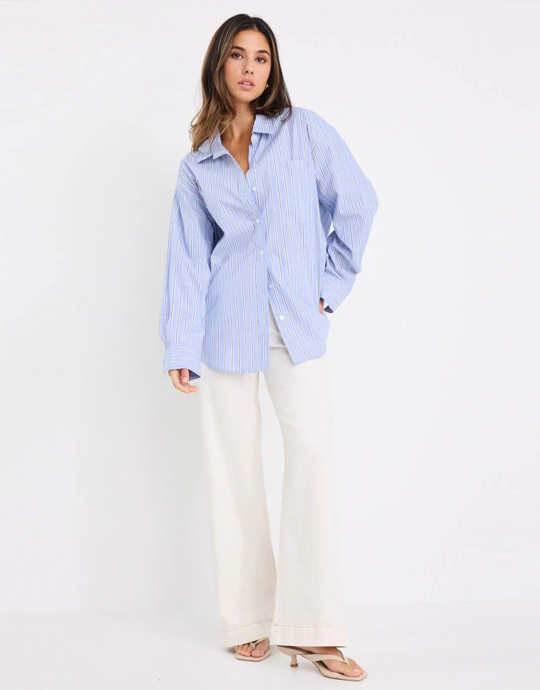 You Got This Oversized Shirt - Blue Navy Stripe - Image 4