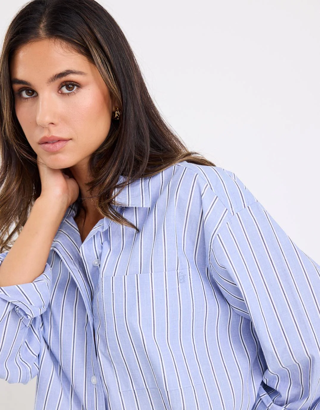 You Got This Oversized Shirt - Blue Navy Stripe - Image 5