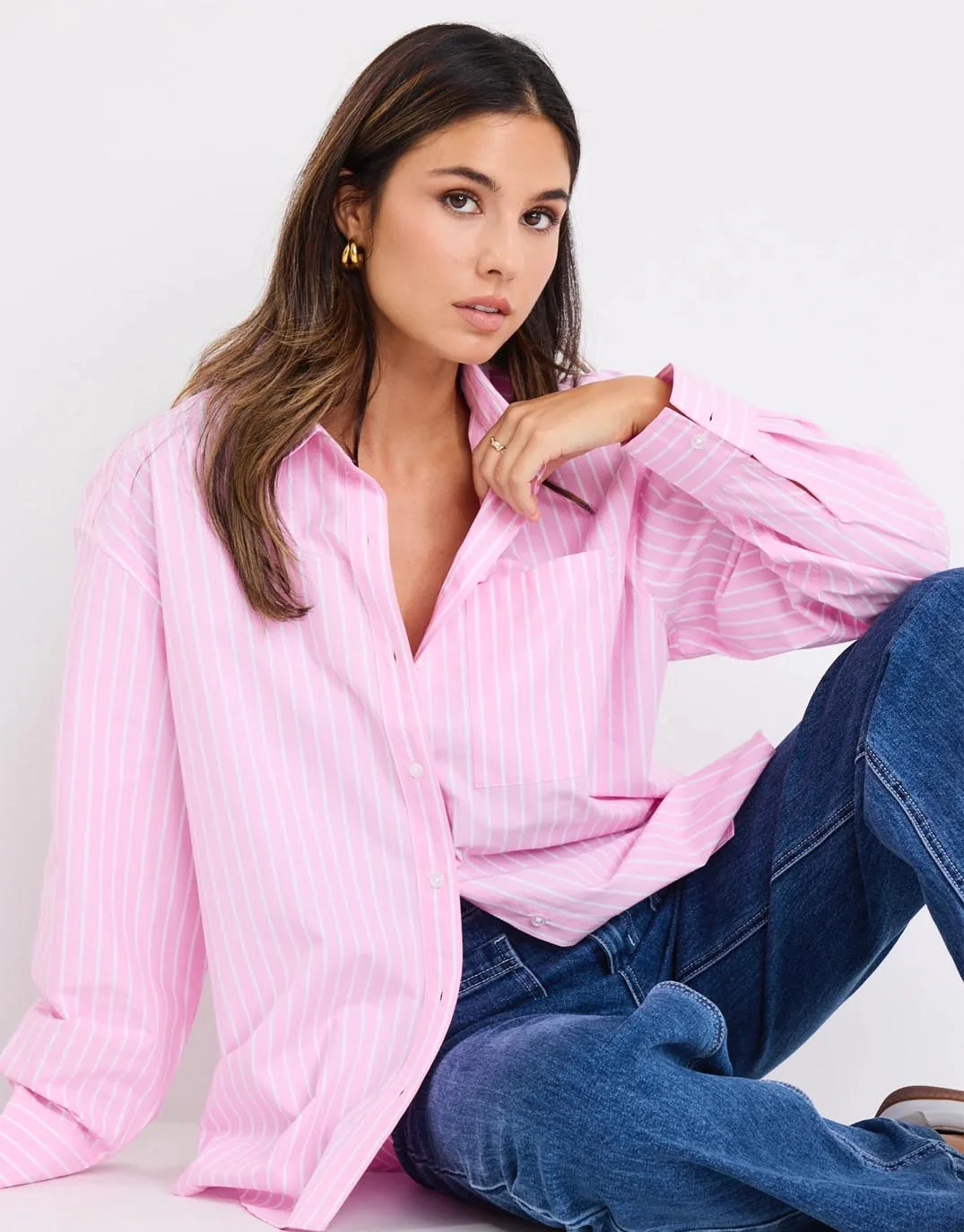 You Got This Oversized Shirt - Pink Stripe - Image 3