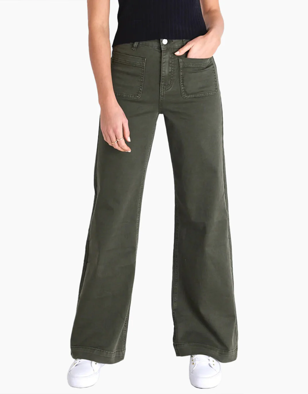 Zoey High Rise Stretch Denim Jean - Dark Khaki - Image 2