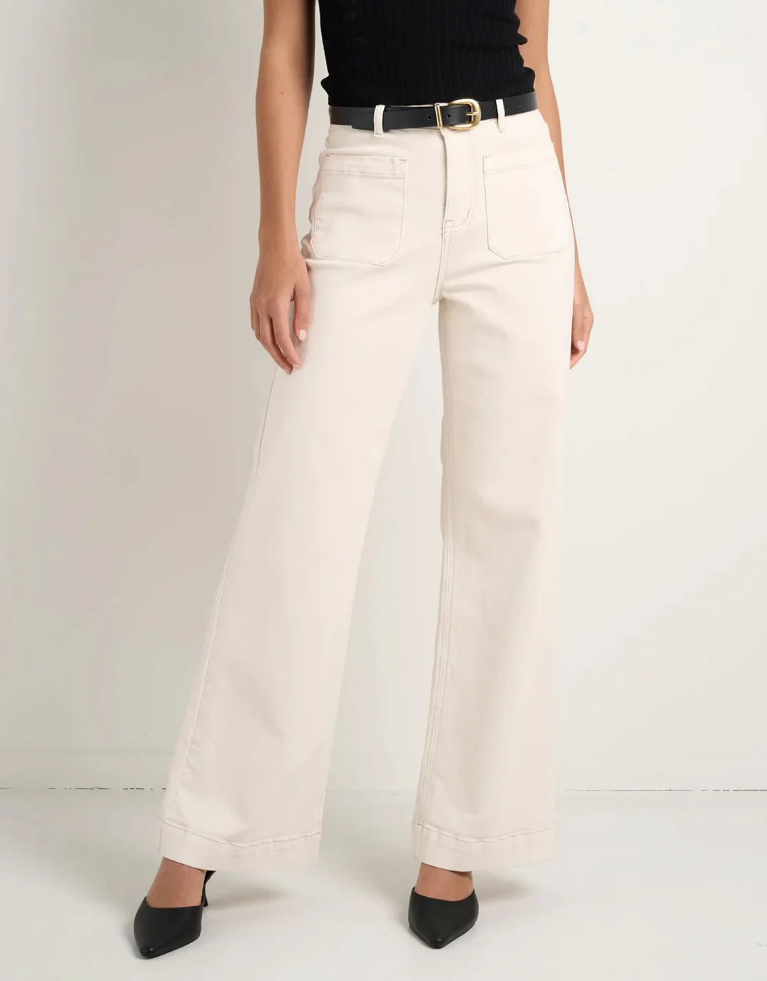 Zoey High Rise Stretch Denim Jean - Ecru
